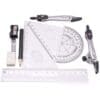 Ensemble de Géométrie,Compas de mesure avec boîte de rangement incassable Comprend Règle Protractor Compass Pencil Recharges Plomb Crayon, Gomme pour les élèves Dessins Techniques 10 Pièces – Image 3