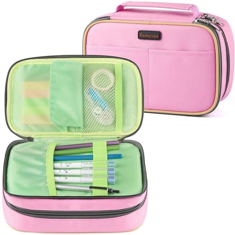 Trousse, Homecube Sac à Stylos Trousse à crayons Scolaire Plumier Sac de Maquillage Pochette Grande Capacité (Version Rose2) – Image 3