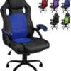 Chaise de Bureau Ergonomique Fauteuil de Bureau Dossier Inclinable Chaise d'ordinateur Hauteur Réglable Fauteuil Gamer Siège Pivotant à roulettes(Bleu)
