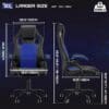 Chaise de Bureau Ergonomique Fauteuil de Bureau Dossier Inclinable Chaise d'ordinateur Hauteur Réglable Fauteuil Gamer Siège Pivotant à roulettes(Bleu) – Image 4