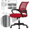 Chaise de Bureau à Roulettes Maille Mesh Fauteuil Ordinateur Inclinable Pivotant Siège et Base Plus Larges Hauteur Réglable avec Accoudoirs Rouge – Image 8