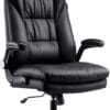 Chaise de Bureau en Similicuir, Fauteuil de Bureau Ergonomique, Siège Exécutif Inclinable, avec Accoudoirs Pliables, Dossier Haut et Appui tête, Noir