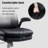 Chaise de Bureau en Similicuir, Fauteuil de Bureau Ergonomique, Siège Exécutif Inclinable, avec Accoudoirs Pliables, Dossier Haut et Appui tête, Noir – Image 4