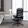 Chaise de Bureau en Similicuir, Fauteuil de Bureau Ergonomique, Siège Exécutif Inclinable, avec Accoudoirs Pliables, Dossier Haut et Appui tête, Noir – Image 8
